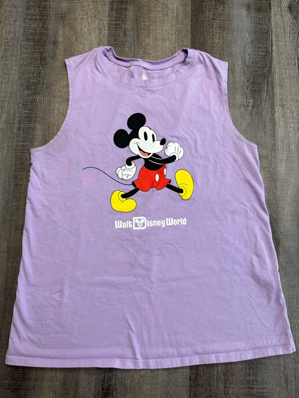 Disney Women’s Lavender Mickey Mouse Tank Top with Bright Mickey Mouse Graphic L